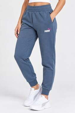 Puma Essentials Fleece Sweatpant Joggers Womens Size Medium Gray Skies Blue NWT